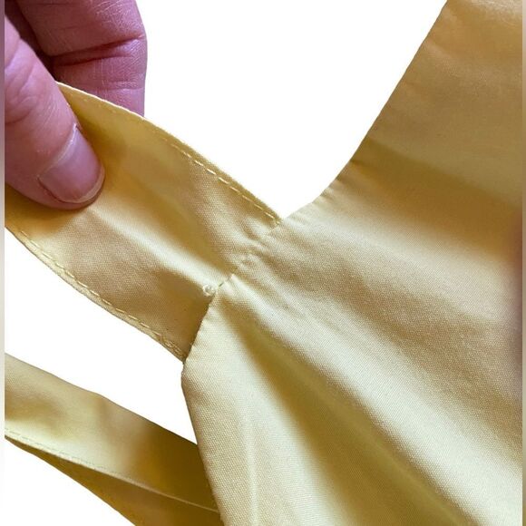 EUC Yellow Stradivarius Tiered PoplinMidi Dress with Bunny Ties - Picture 7 of 9